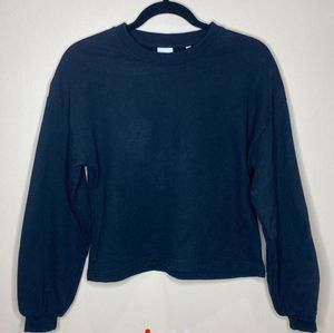 KOTN Black Cropped Crew Neck Cozy Sweatshirt Small